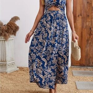 Floral Blue Maxi Skirt